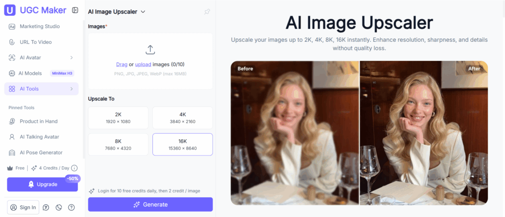 ugc maker AI Image Upscaler