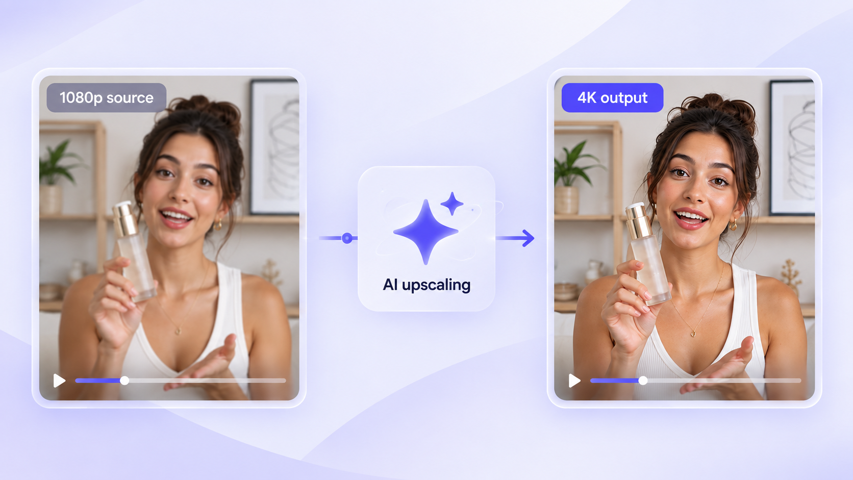 4K video upscaling explained: 1080p source to AI upscaling to 4K output