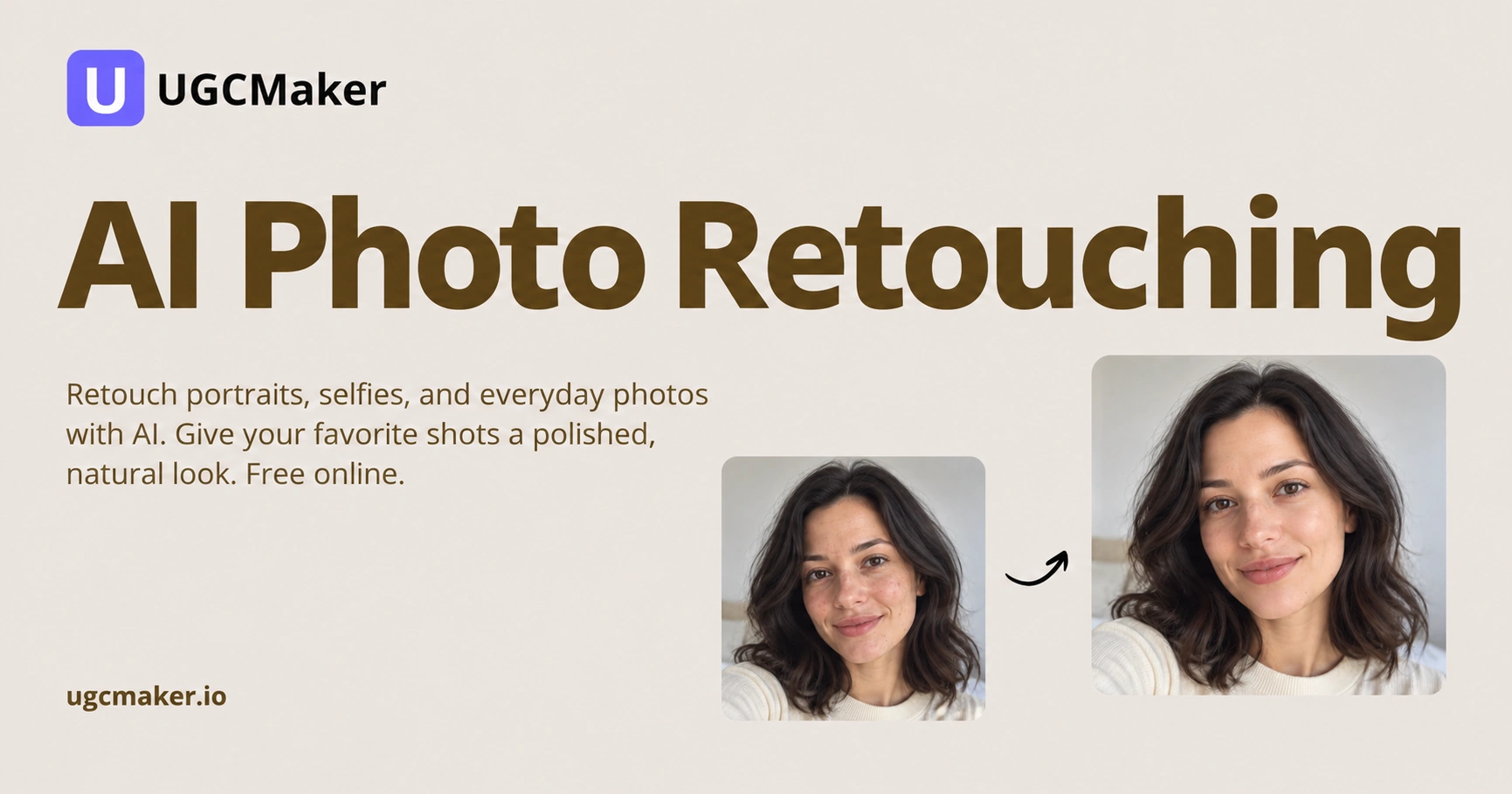 Comparação de um retrato antes e depois do Retoque de fotos com IA