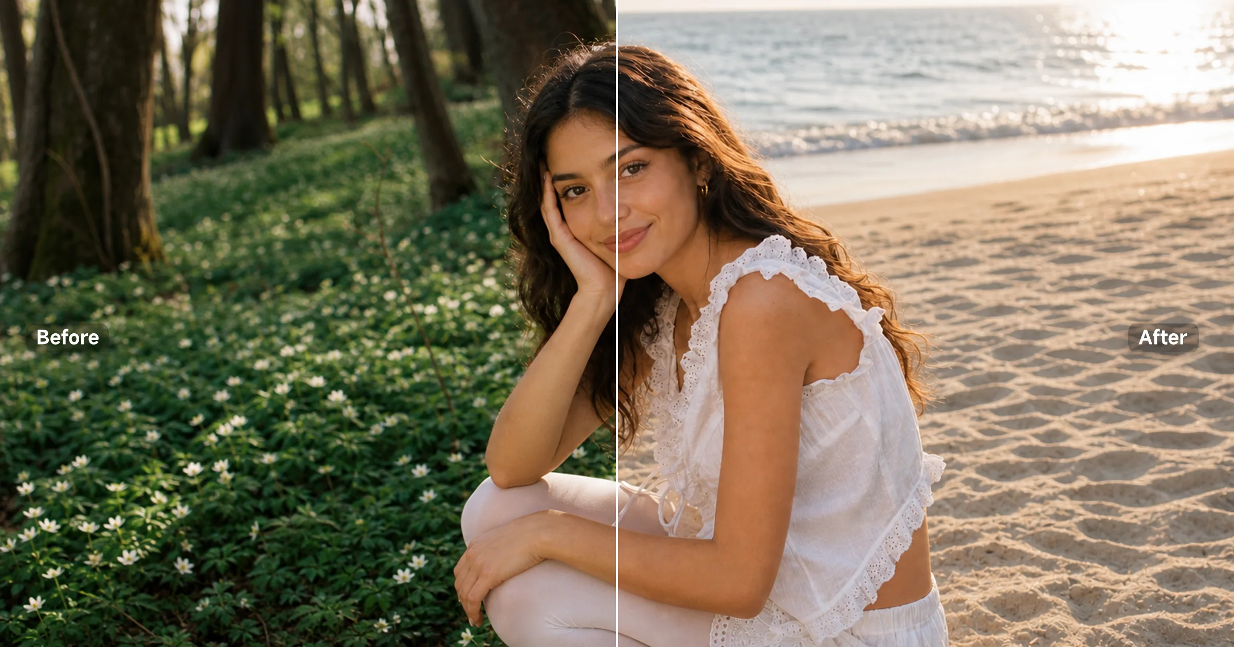 AI Background Changer — before and after product photo background replacement
