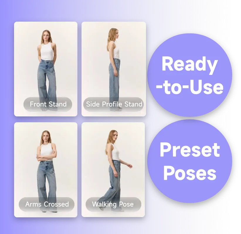 Poses preestablecidas listas para eCommerce