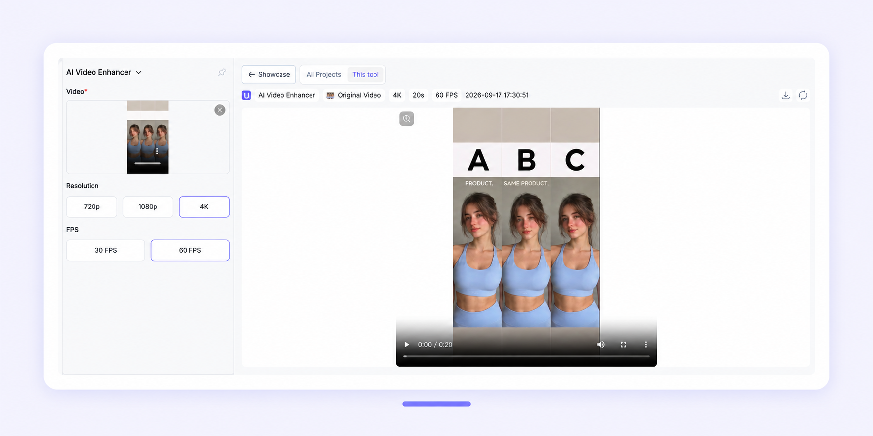 UGCMaker AI Video Enhancer enhanced 4K result