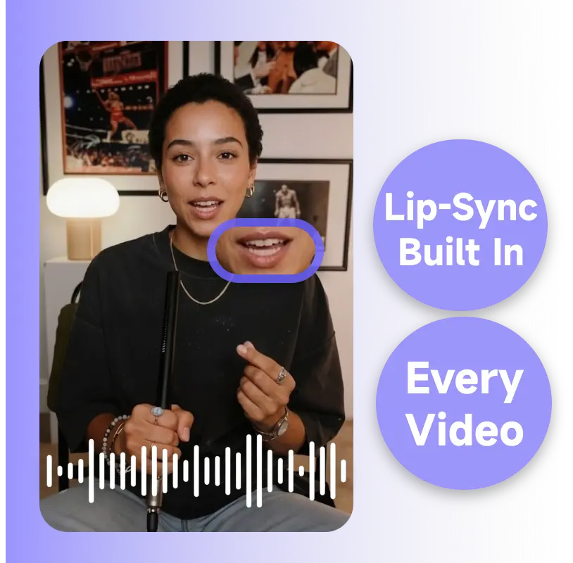 Lip-sync integrado en cada video