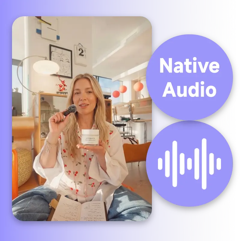 Audio nativo que suena como si lo hubiera filmado un usuario real