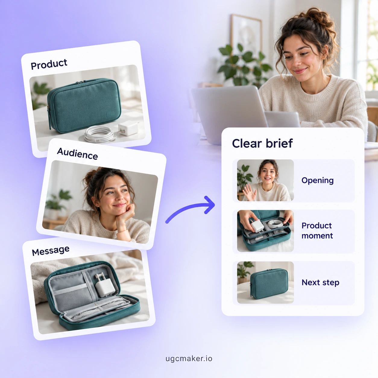 Concept illustration of turning an unstructured product idea into a clear creator brief.